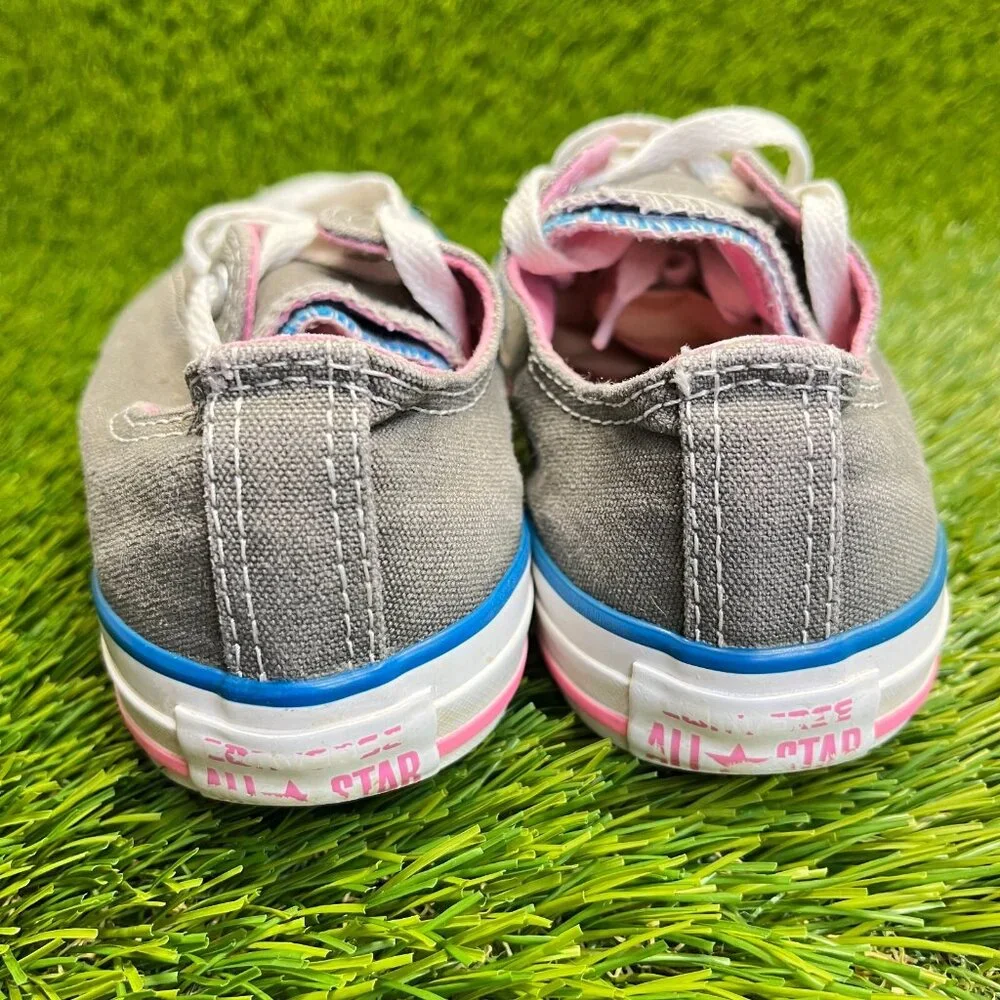 Converse All Star Double‎ Tongue Girls Size 3Y Gray Pink Athletic Shoes Sneakers